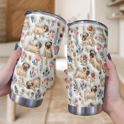 Lorva Pug 20Oz Flat Print Tumbler Happy Field Flowers