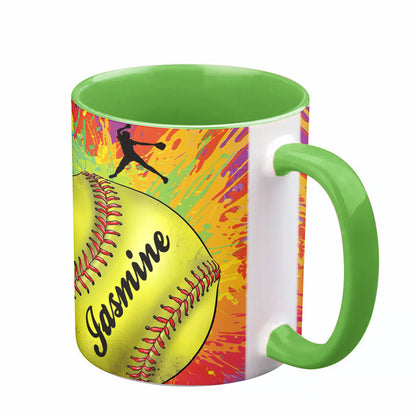 Lorva Personalized Mug Colorful Softball
