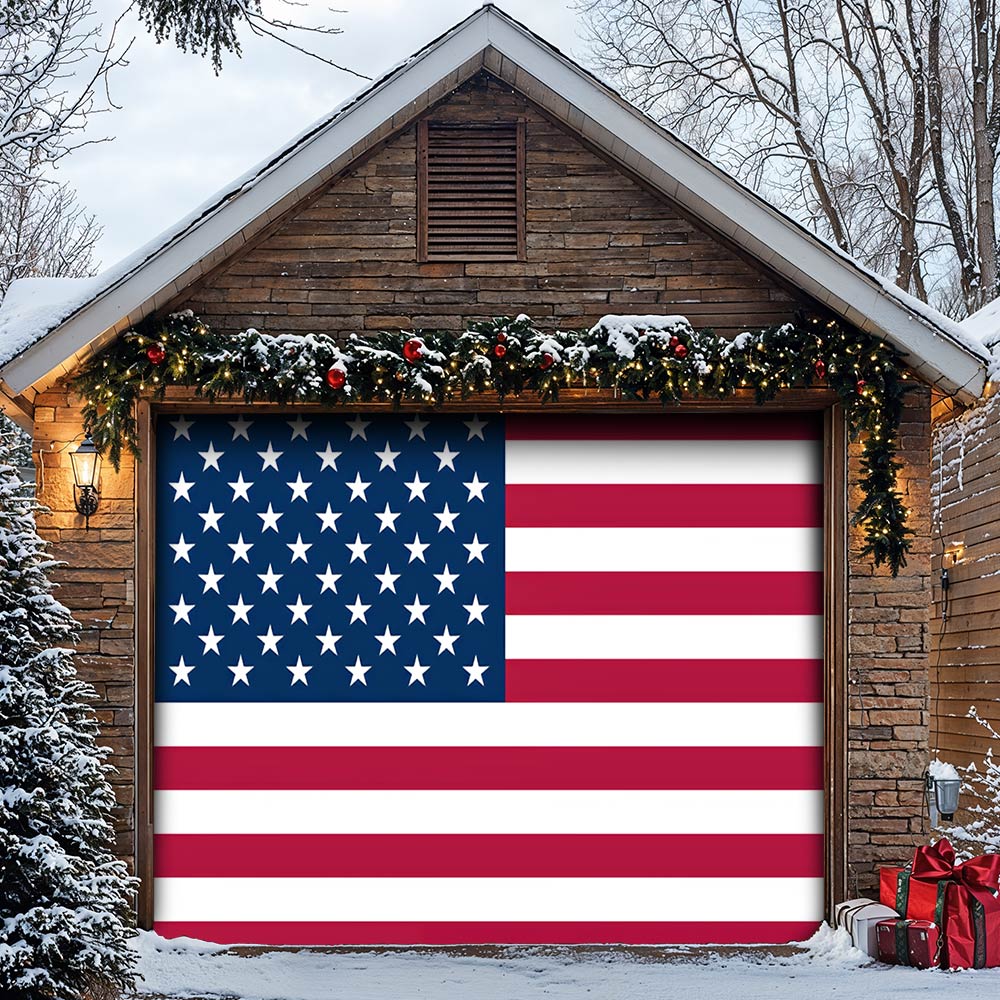 Lorva Garage Door Banner Decoration American Flag
