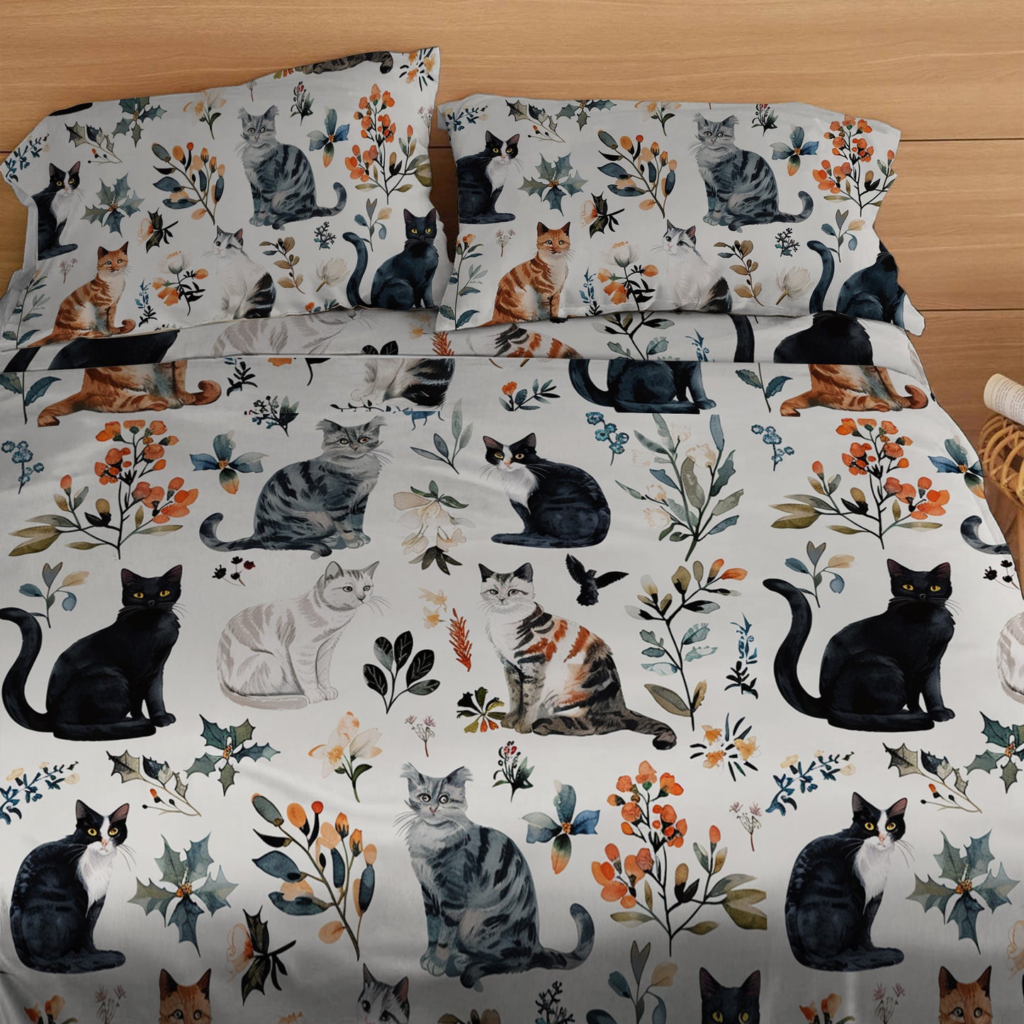 Lorva 4-Piece Bed Sheet Set Timeless Cats Dreams