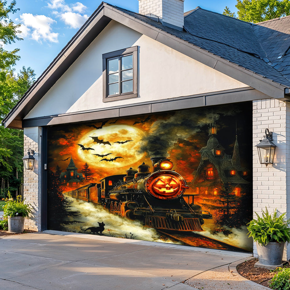 Lorva Halloween Garage Door Banner Decoration Pumpkin Express Halloween