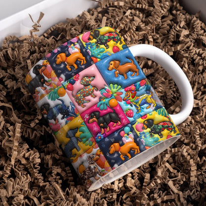 Lorva Flat Print Mug Amazing Tropical Dachshunds