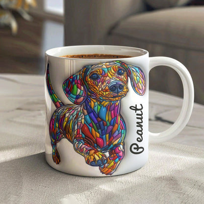 Lorva Personalized Flat Print Mug Playful Dachshund Running
