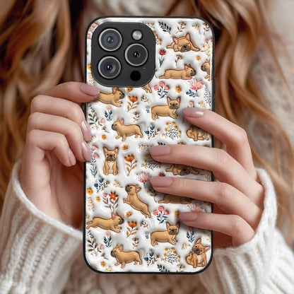 Lorva French Bulldog Flat Print Phone Case Happy Field Flowers