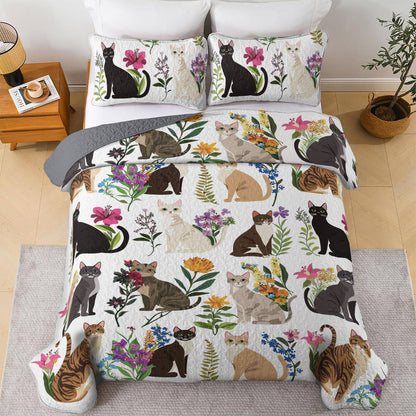 Lorva All Season Quilt 3-Piece Set Dreaming Kittens Garden