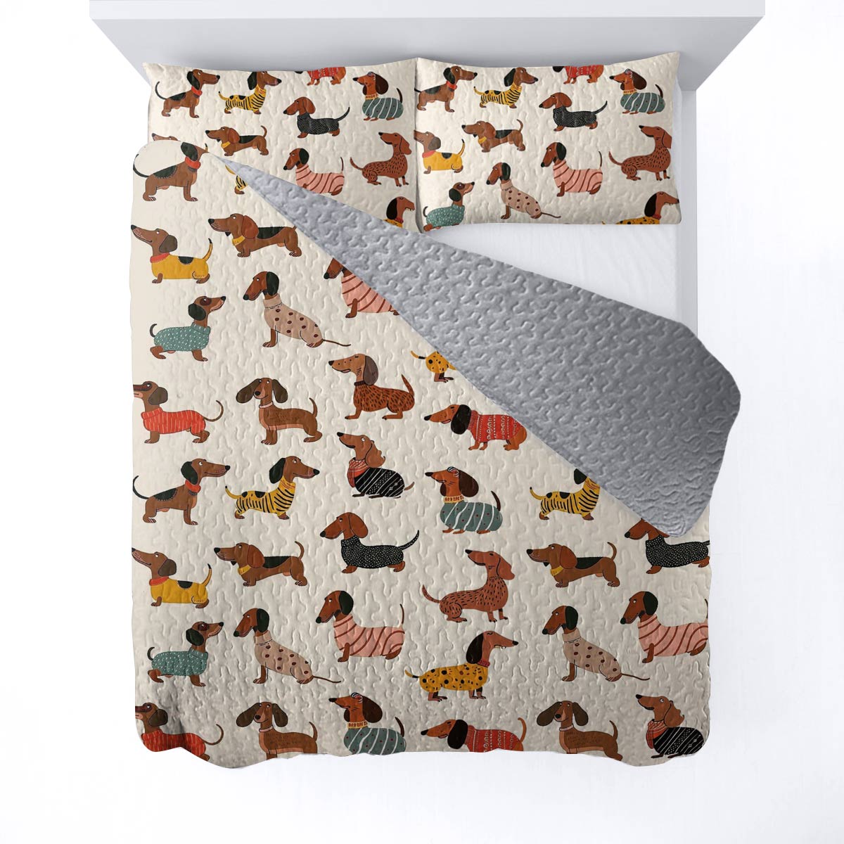 Lorva Dachshund All Season Quilt 3-Piece Set Cute Sausage