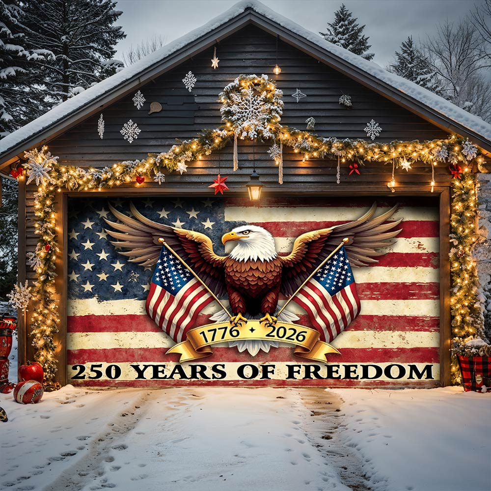 Lorva Garage Door Banner Decoration 250 Years Of Freedom