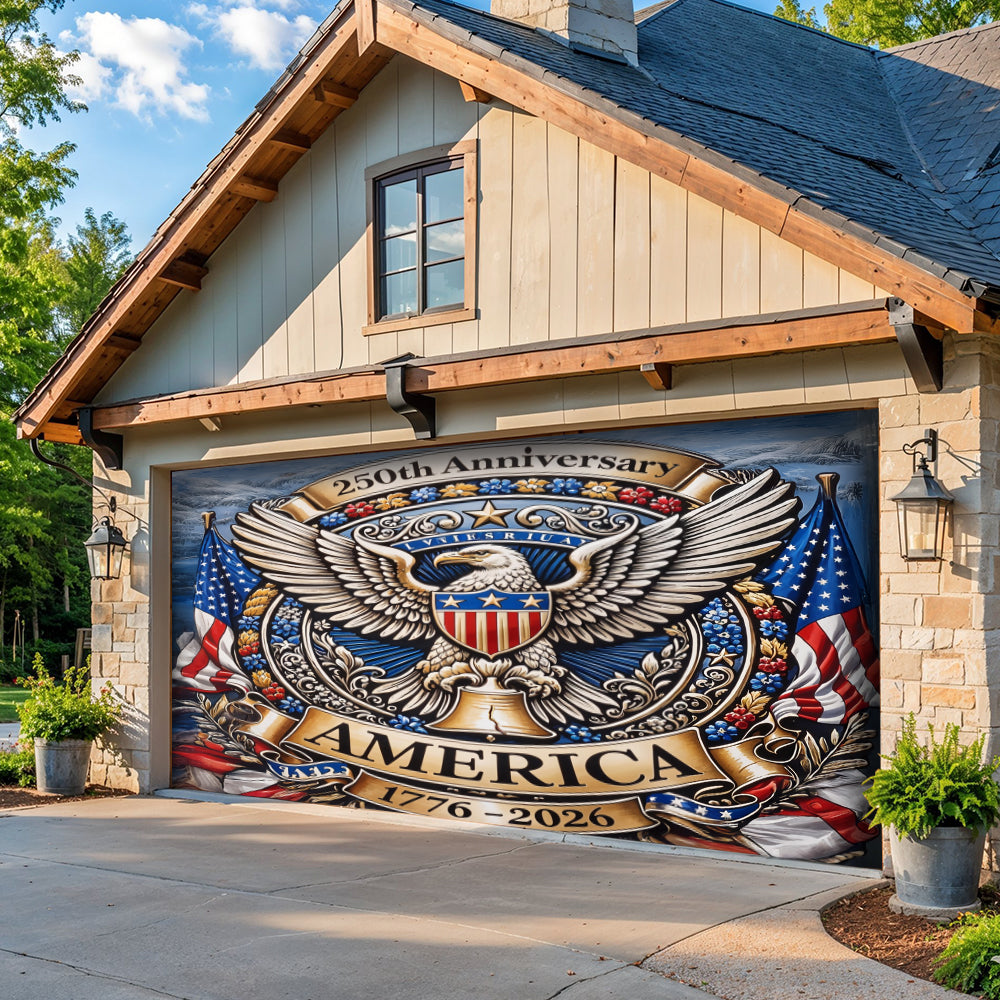 Lorva Garage Door Banner Decoration 250 Years of American's Power