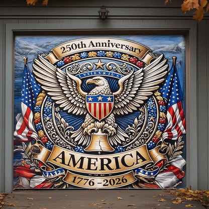 Lorva Garage Door Banner Decoration 250 Years of American's Power