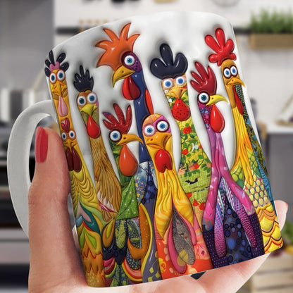 Lorva Flat Print Mug Crazy Chickens