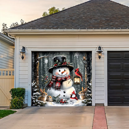Lorva Snowman Christmas Garage Door Banner Decoration Love Time