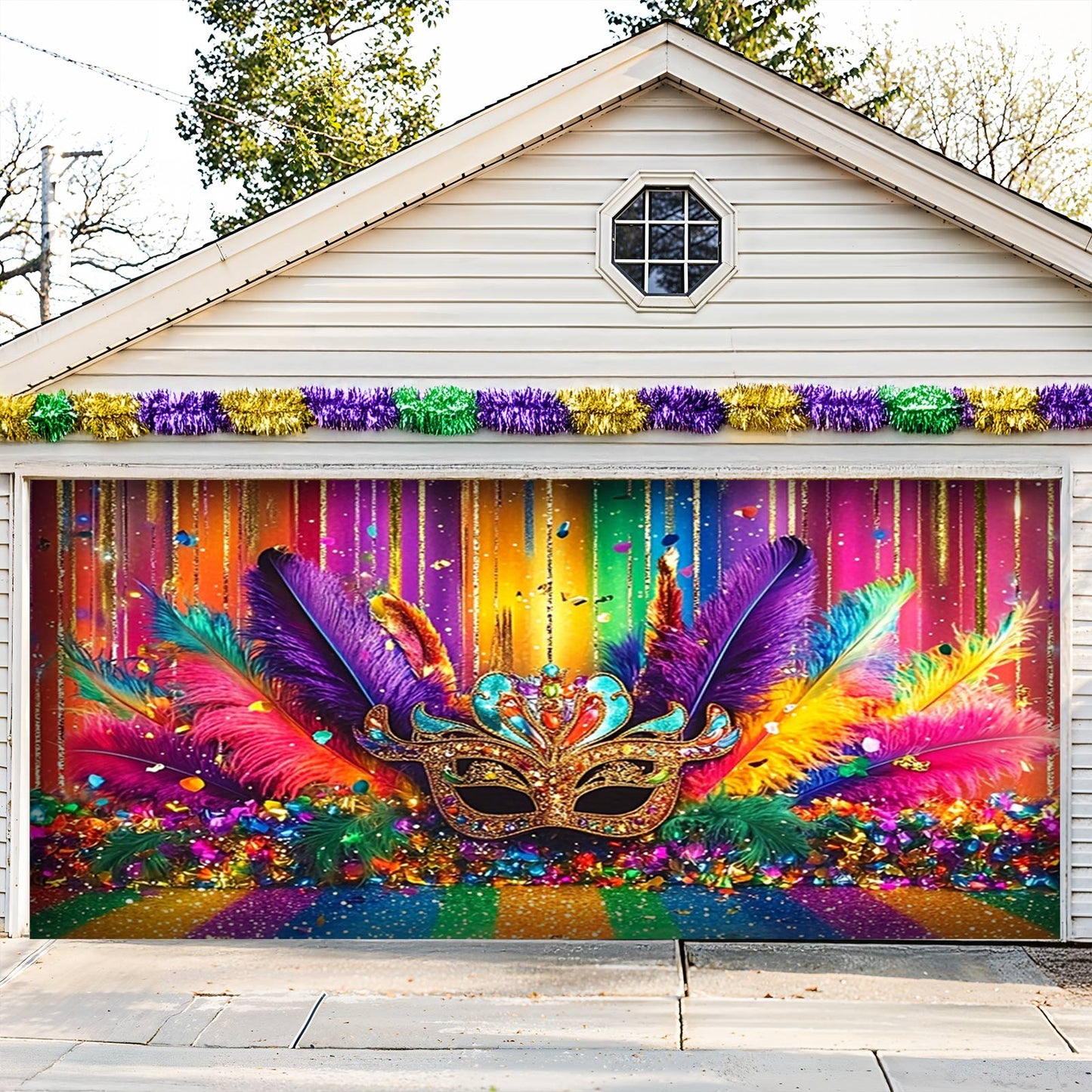 Lorva Garage Door Banner Decoration Gorgeous Mardi Gras Mask