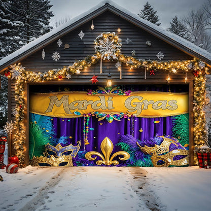 Lorva Garage Door Banner Mardi Gras Decoration
