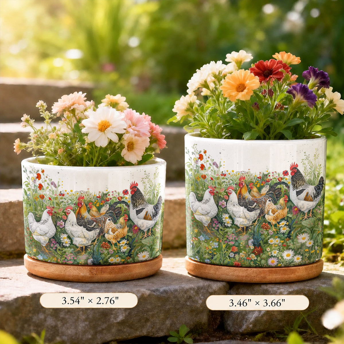 Lorva Chicken Ceramic Plant Pot Charming Flower Garden