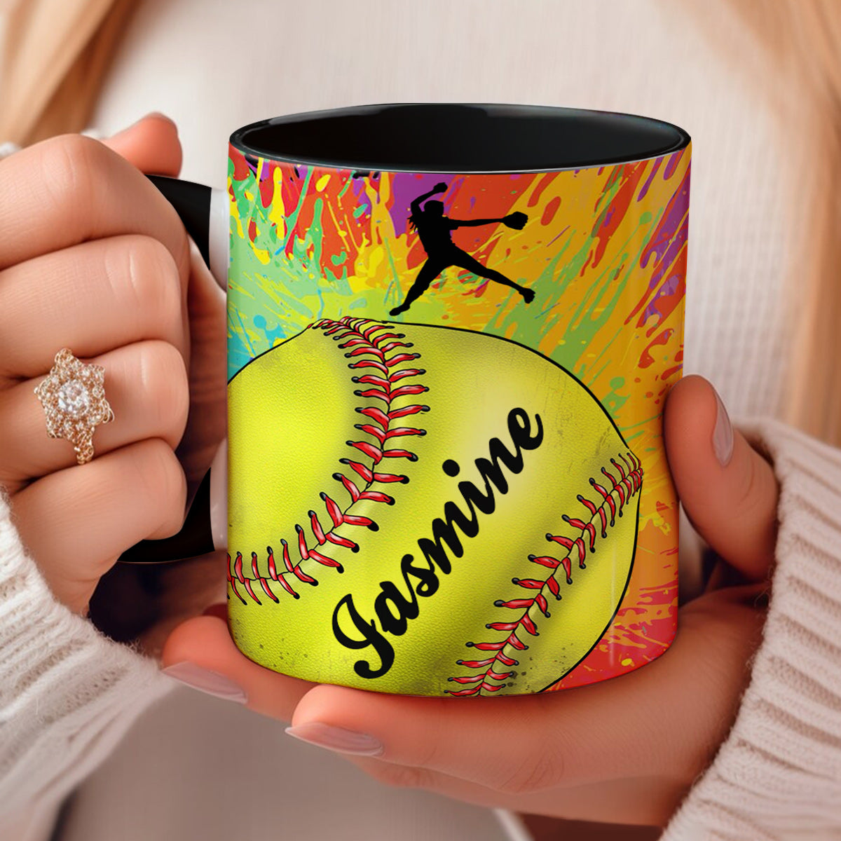 Lorva Personalized Mug Colorful Softball