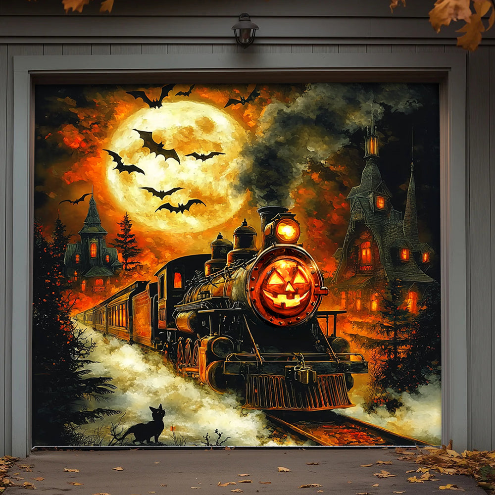 Lorva Halloween Garage Door Banner Decoration Pumpkin Express Halloween
