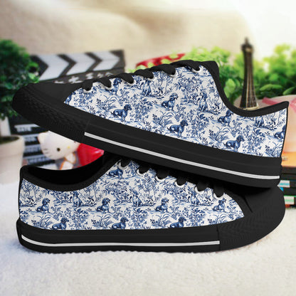 Lorva Dachshund Women's Low Top Shoes Charming Floral Dachshund