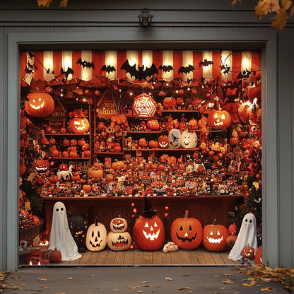 Lorva Halloween Garage Door Banner Decoration Shopfront Pumpkins