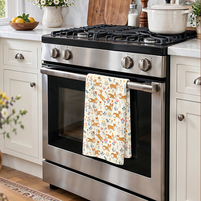 Lorva Corgi Kitchen Towel Cute Field Flowers