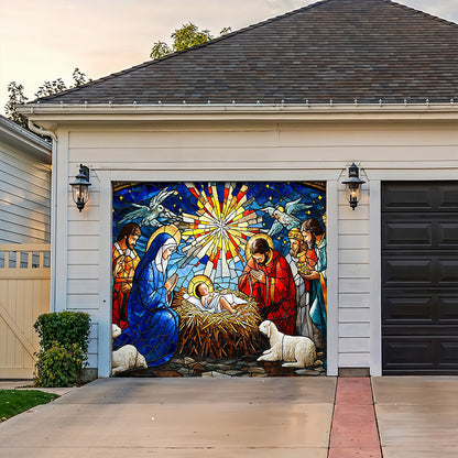 Lorva Christmas Garage Door Banner Decoration Holy Family Nativity