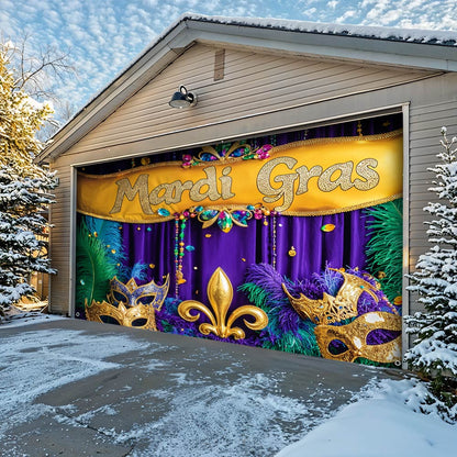 Lorva Garage Door Banner Mardi Gras Decoration