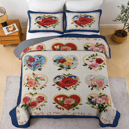 Lorva Valentine All Season Quilt 3-Piece Set Rustic Roses