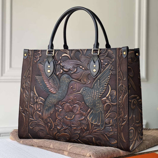 Lorva Leather Bag Rustic Charming Rustic Floral Hummingbirds