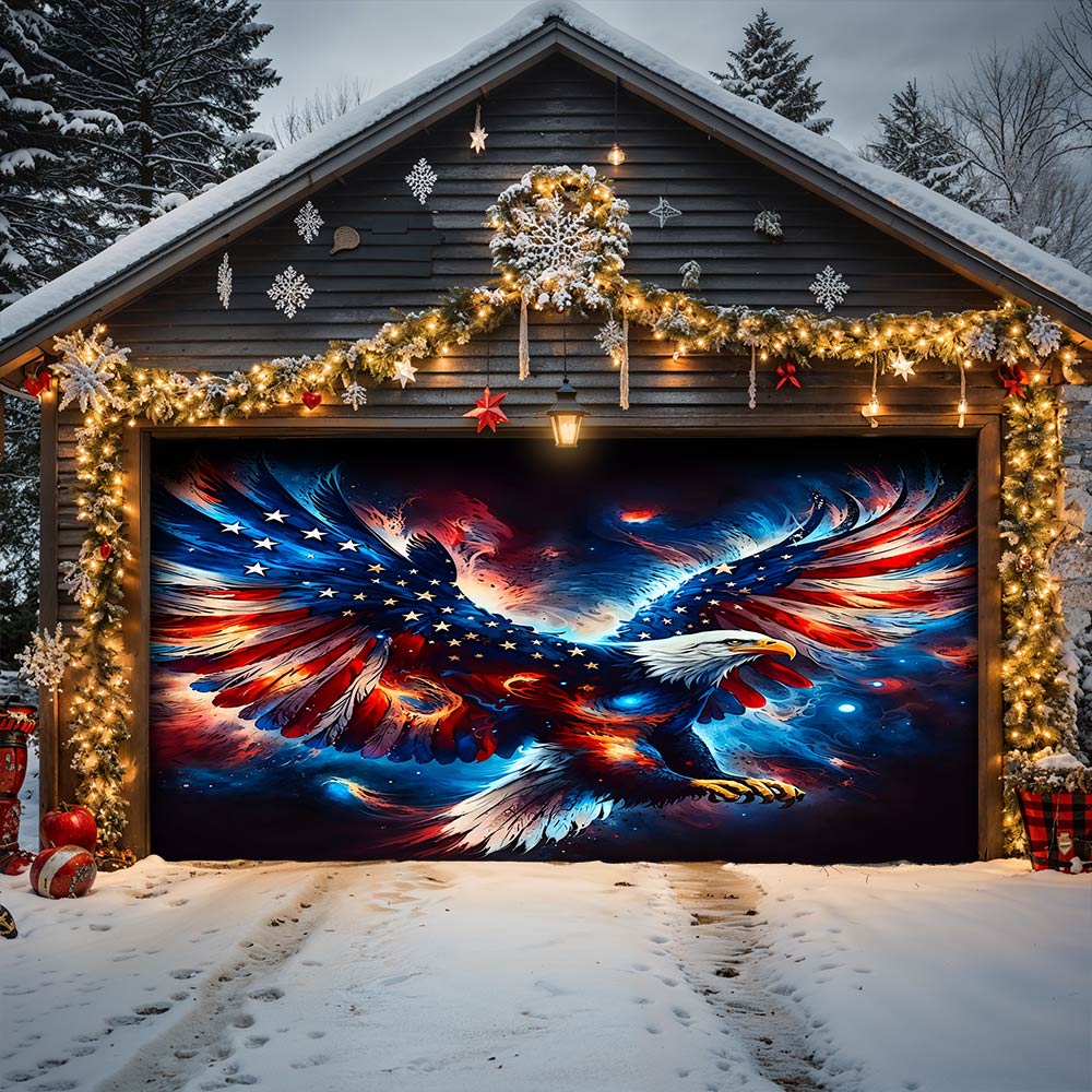 Lorva Patriotic Garage Door Banner Decoration Majestic Eagle