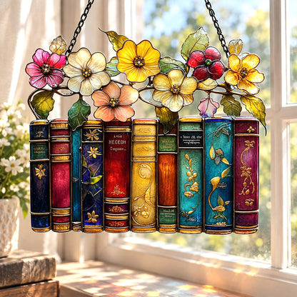 Lorva Reading Suncatcher Vintage Floral Books