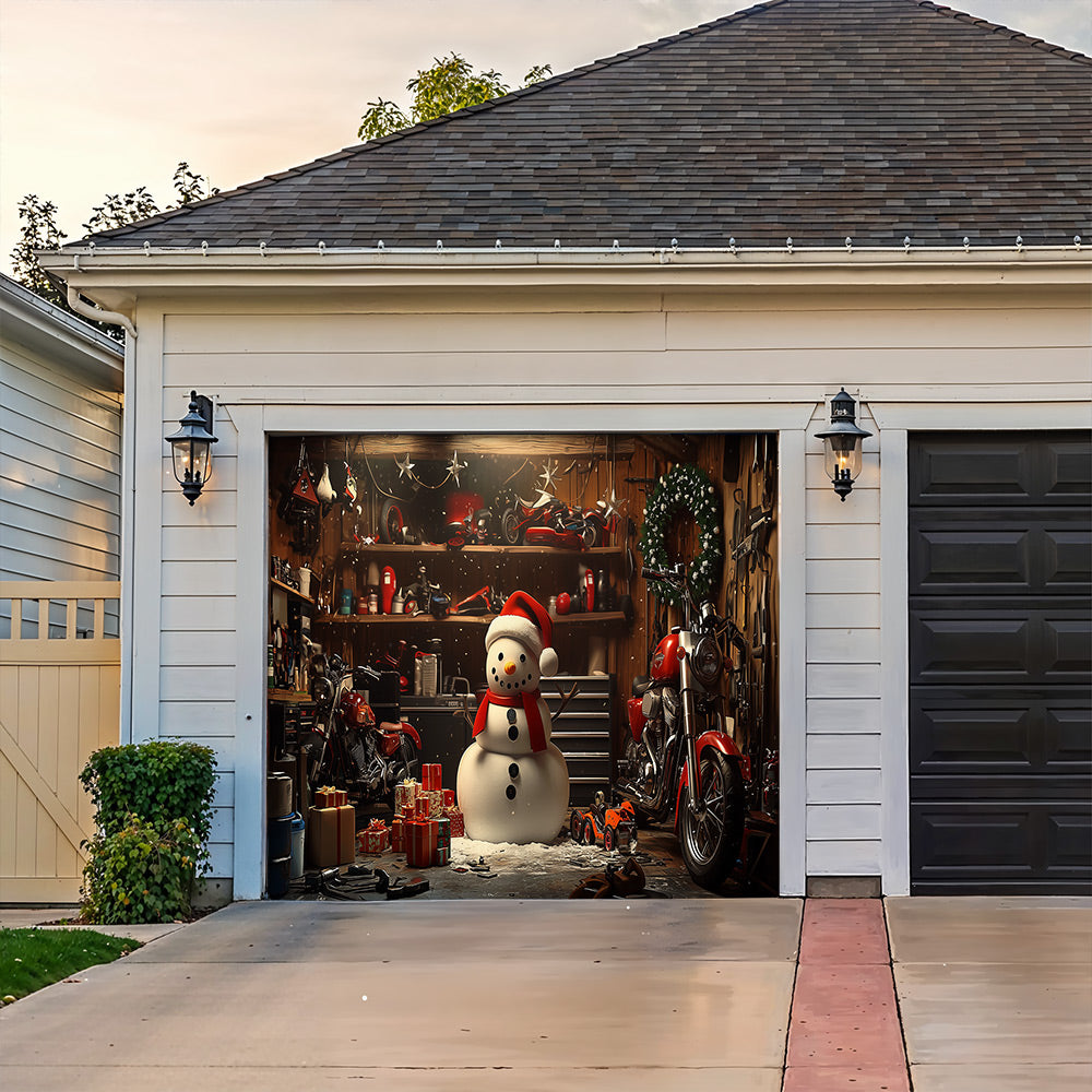 Lorva Christmas Garage Door Banner Decoration Snowman's Workshop