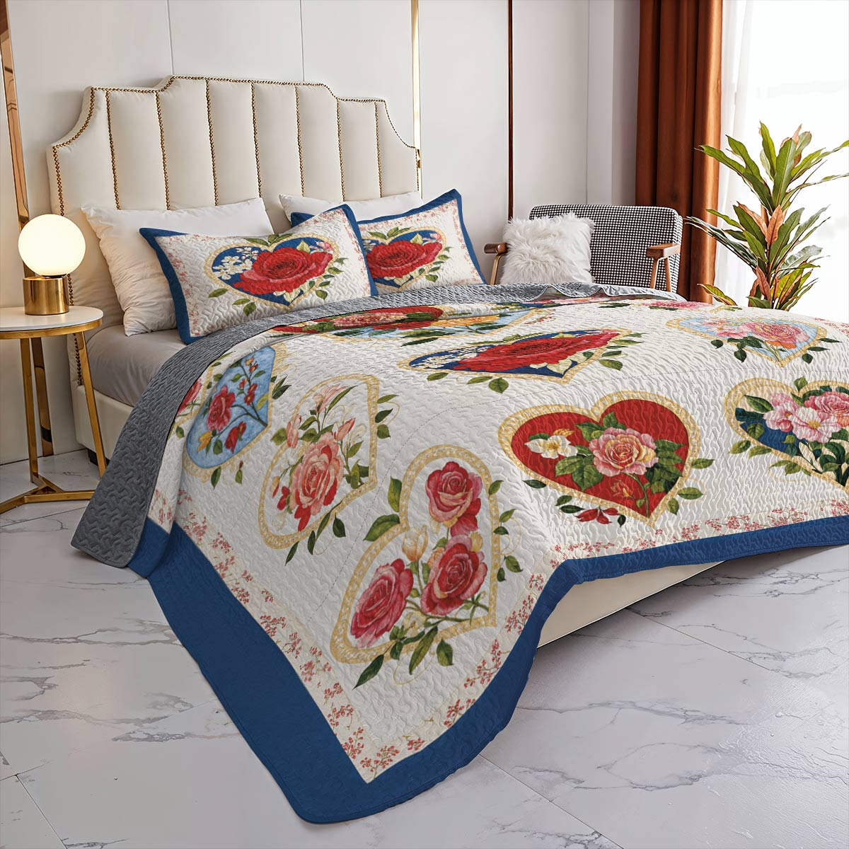 Lorva Valentine All Season Quilt 3-Piece Set Rustic Roses