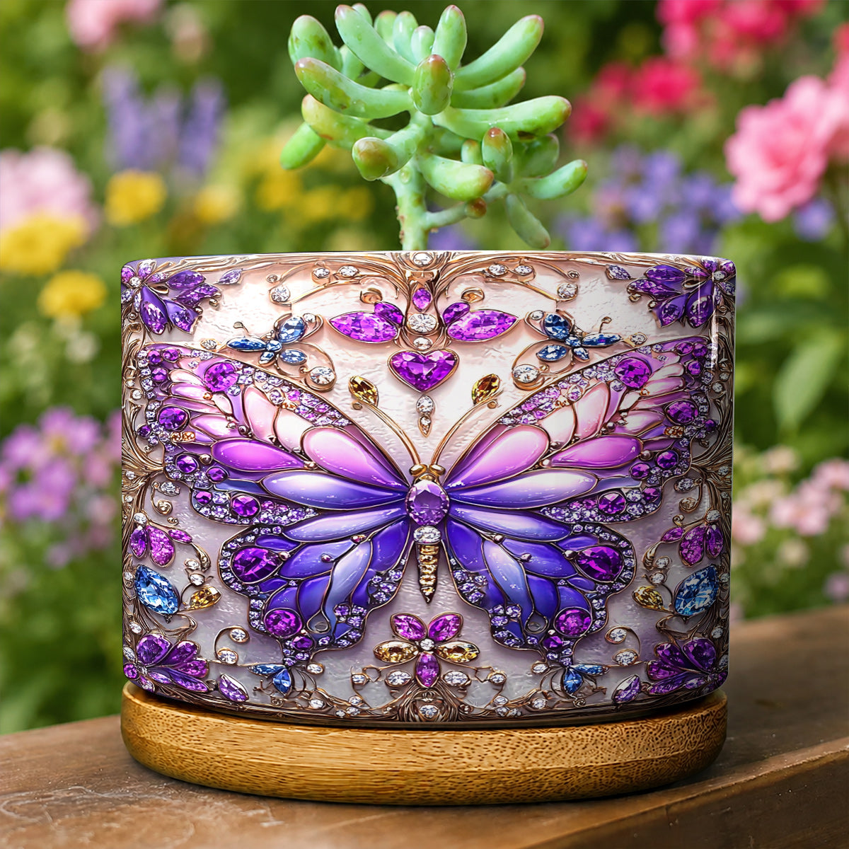 Lorva Ceramic Plant Pot Sparkling Butterfly