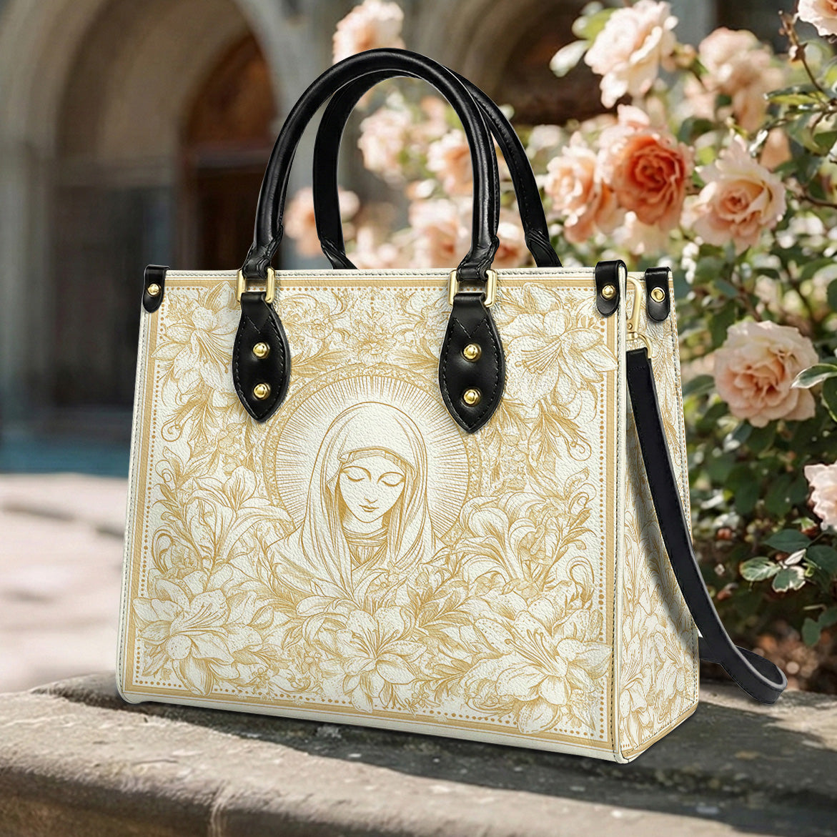Lorva Virgin Mary Leather Bag Grace Lilies