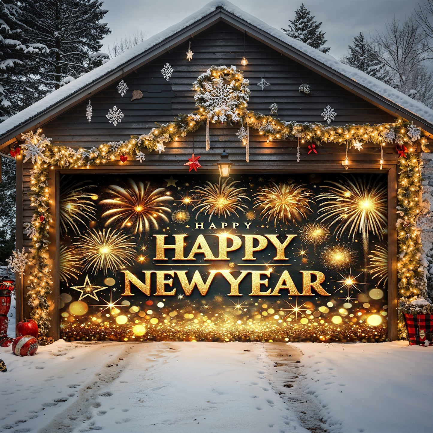 Lorva Garage Door Banner New Year Luxe Celebration