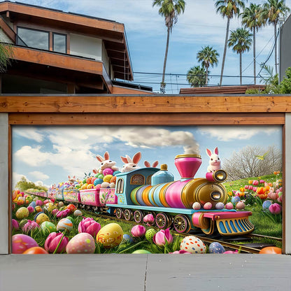 Lorva Easter Garage Door Banner Decoration The Bunny Bloom Train