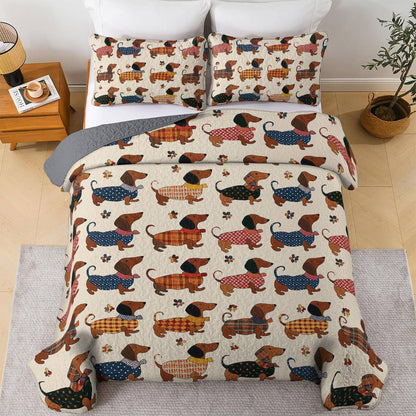 Dachshund Lorva All Season Quilt 3-Piece Set Joyful
