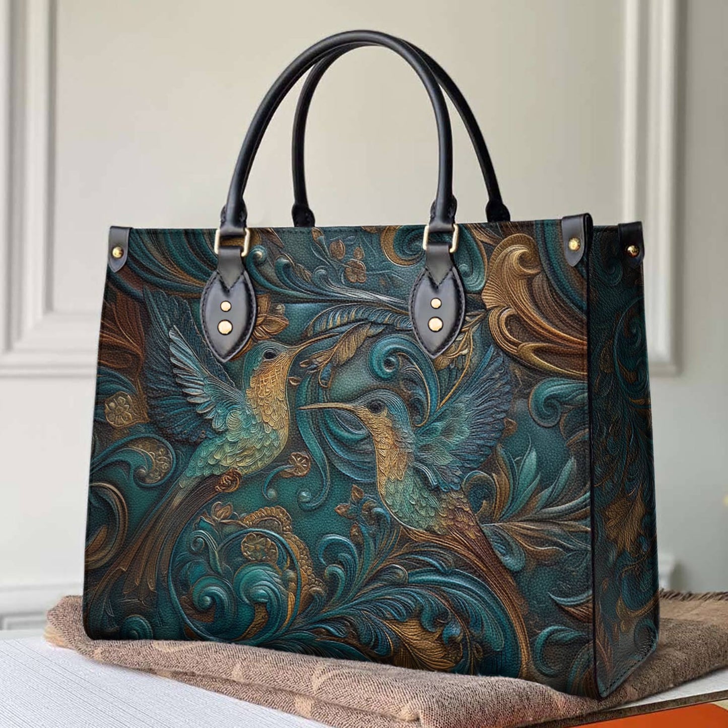 Lorva Hummingbird Leather Bag Garden Serenade
