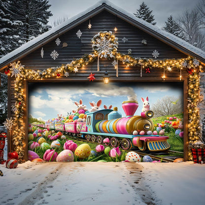 Lorva Easter Garage Door Banner Decoration The Bunny Bloom Train