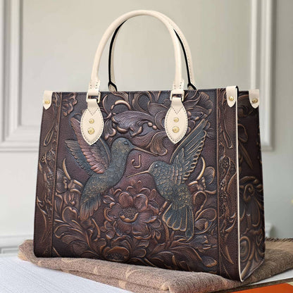 Lorva Leather Bag Rustic Charming Rustic Floral Hummingbirds
