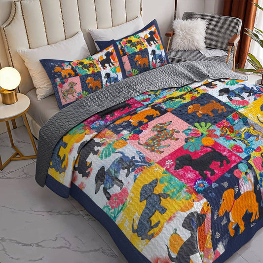 Lorva All Season Quilt 3-Piece Set Amazing Tropical Dachshunds