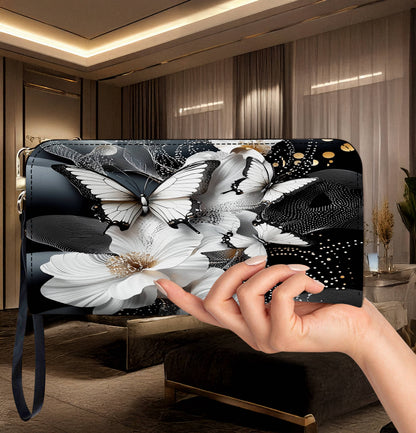 Lorva Butterfly Leather Wallet Midnight Flutter