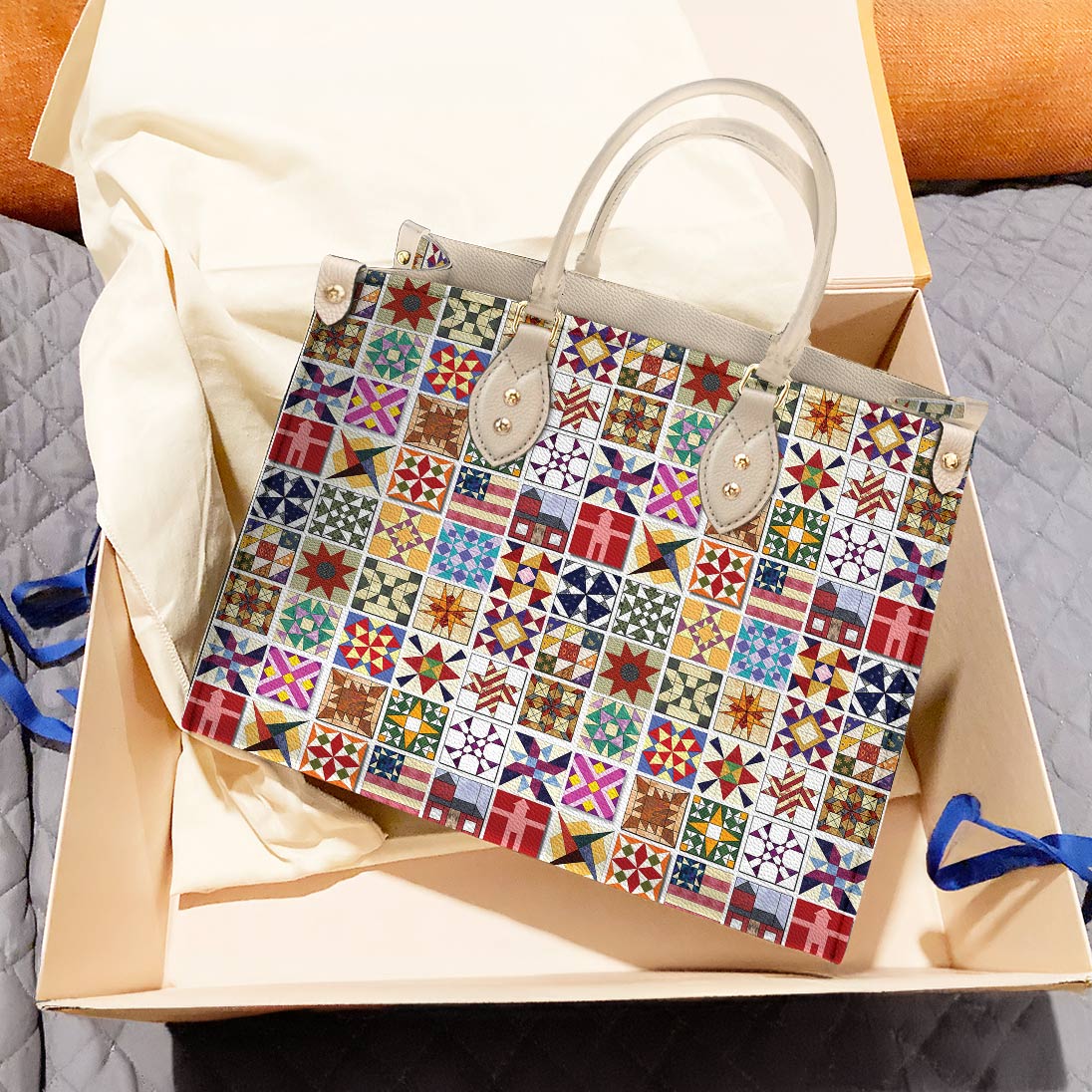 Lorva Leather Bag Beautiful Quilt Block Symphony