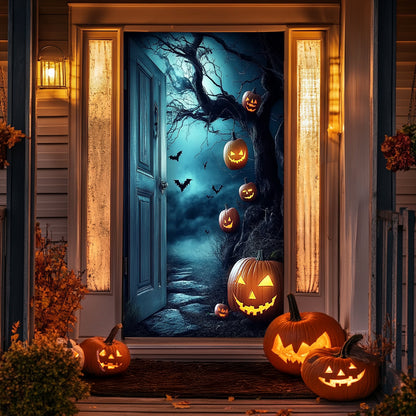 Lorva Halloween Door Cover Pumpkin Hollow Door