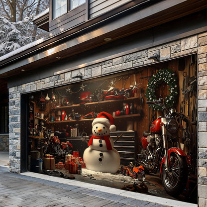 Lorva Christmas Garage Door Banner Decoration Snowman's Workshop