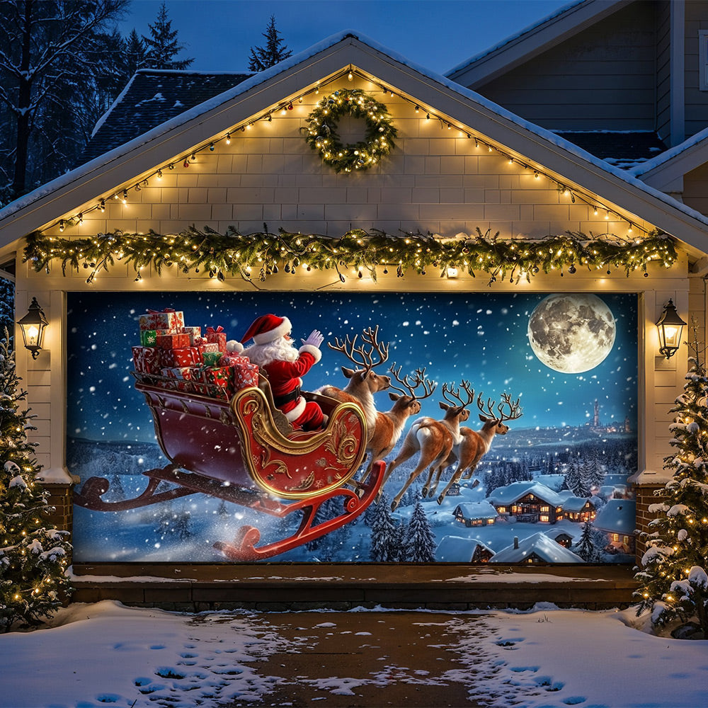 Lorva Christmas Garage Door Banner Decoration Santa’s Holiday Express