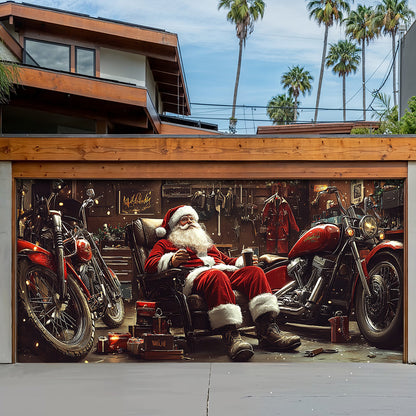 Lorva Christmas Garage Door Banner Decoration Santa’s Christmas Ride Crew
