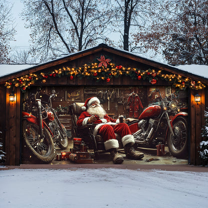 Lorva Christmas Garage Door Banner Decoration Santa’s Christmas Ride Crew