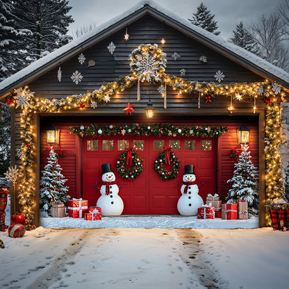 Lorva Christmas Garage Door Banner Decoration The Cute Snowman Gate