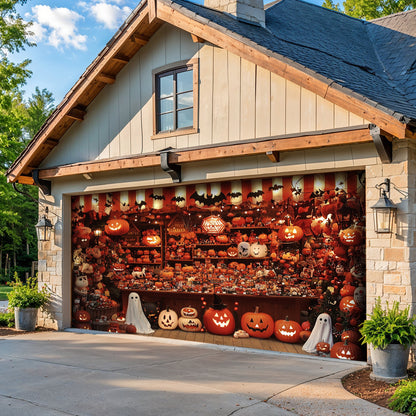 Lorva Halloween Garage Door Banner Decoration Shopfront Pumpkins