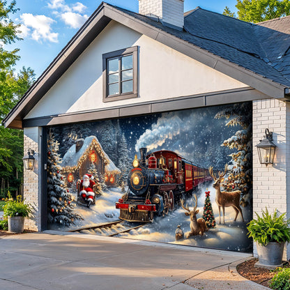 Lorva Christmas Garage Door Banner Decoration Winter Wonderland Christmas Train